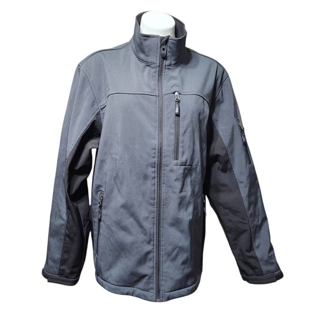 Free Country water resistant jacket gray black zip pockets Large